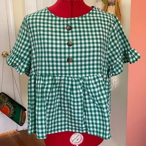 SHEIN Gingham Peplum Top
